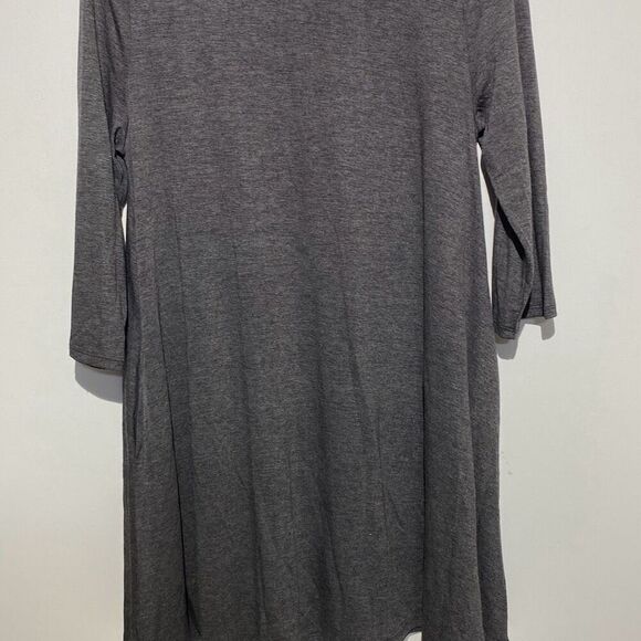 Zenana Premium Womens Gray Heather Crew Neck 3/4 Sleeve Mini T-Shirt Dress Large - Picture 3 of 8